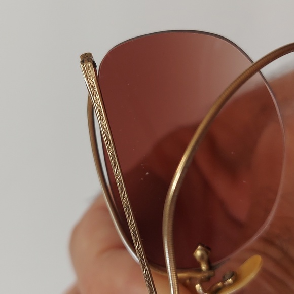 1/10 12 K Gold Filled Sunglasses Wire Frame With Brown Lenses - Picture 5 of 10